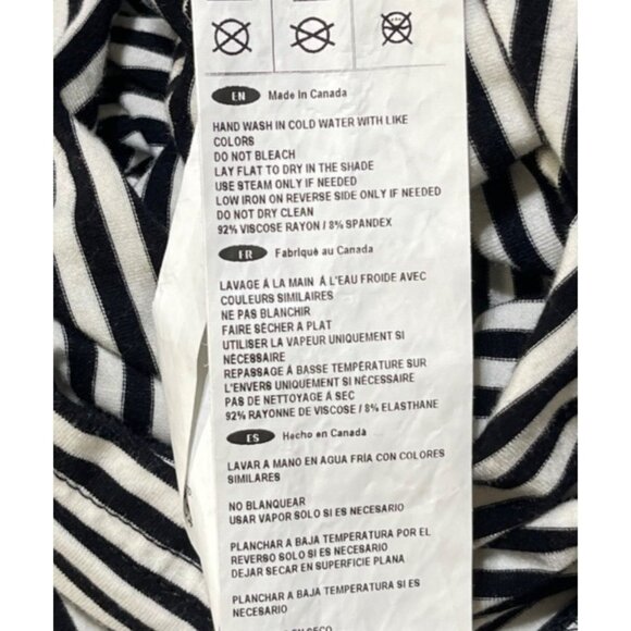 Joseph Ribcoff Side Tie Top Black White Stripe Size 2 Flutter Sleeve - Picture 7 of 7